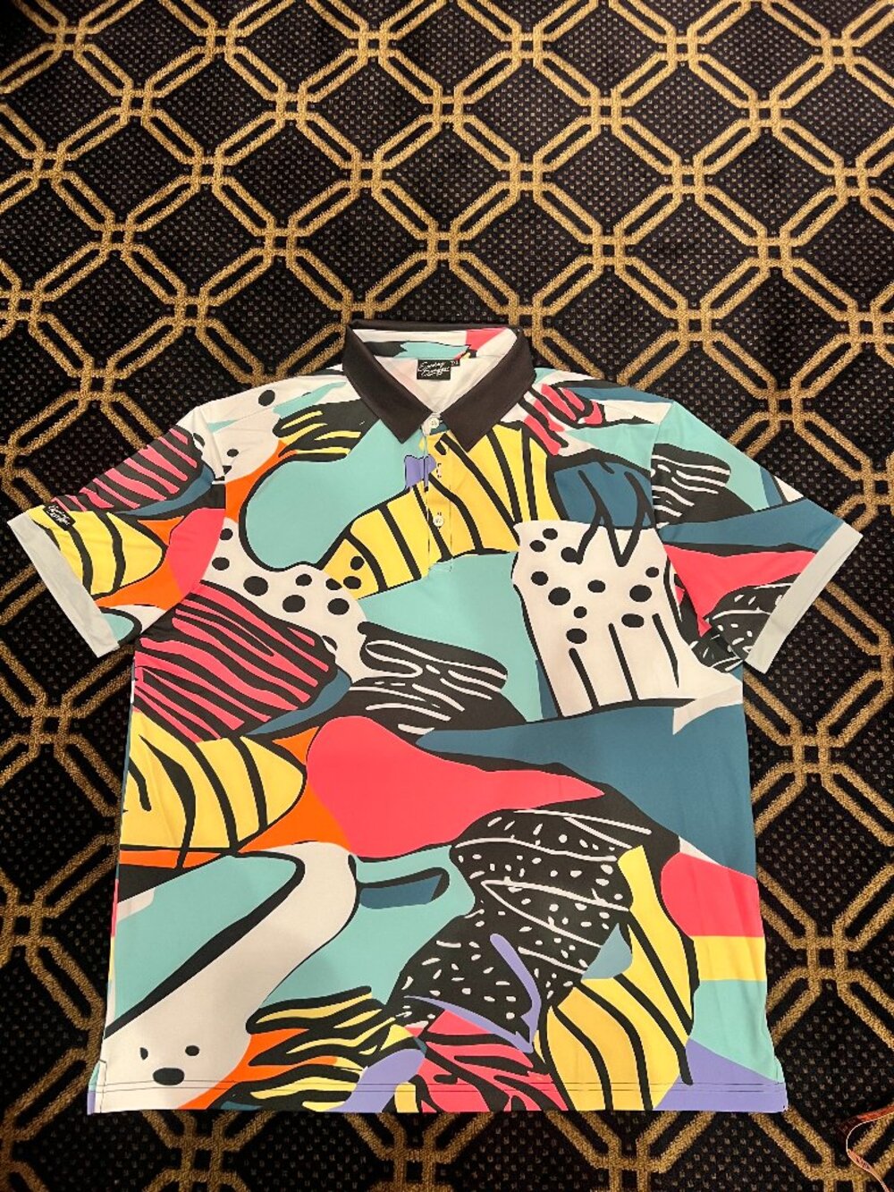 Sunday Swagger Men’s 2XL Golf Polo Multicolor Abstract Tropical Performance